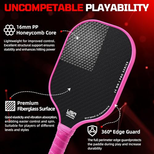 Image of BAGAIL Pickleball Paddles, USAPA Approved Fiberglass Surface Pickleball Set, Lightweight Pickle Ball Rackets with 4 Balls, 1 Bag, Designed in California for Traction and Stability