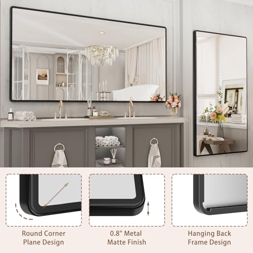 Image of pertetey 72 x 40 in Rounded Rectangle Bathroom Mirror