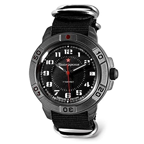 VOSTOK | Komandirskie Red Star Army Commander Russian Military Mechanical Wrist Watch | Fashion | Business | Casual Menâ€™s Watches | Model 436186 Black Strap