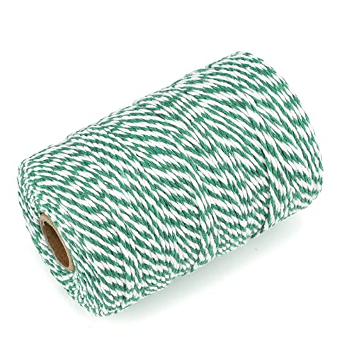 Image of jijAcraft Green and White Twine, 656 Feet Christmas Bakers Twine, 2MM Heavy Duty Packing String for DIY Crafts, Christmas Decoration, Gift Wrapping