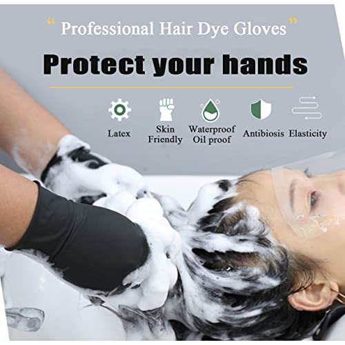 Vovcig Hair Dye Gloves, 3 Pairs Professional Hair Coloring Accessories Dye Gloves Reusable For Hair Salon Hair Dyeing, 3 Left+3 Right, Black #TOP6