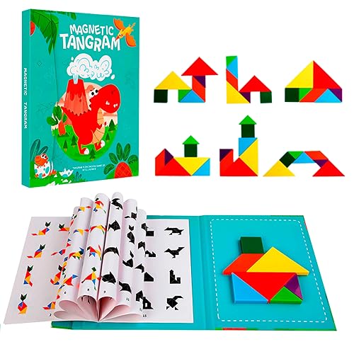 ALPESU KIDS - Tangram Magnético Infatil en Forma de Libro - Juguetes Creativo y Educativo para Niños de 3 4 5+ Años - Juegos de Formas Magnéticas con 7 Piezas - Ideal para Viajes y Regalos Infantiles