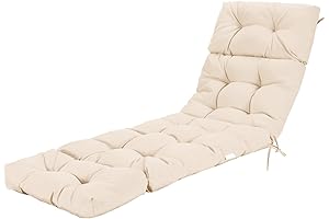 THICKENED PATIO LOUNGE CHAIR CUSHIONS FOR OUTDOOR INDOOR, CLEARANCE BEIGE 72” x...