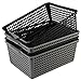 Ordate Cestas de Almacenamiento de Plástico, Tamaño Grande, Color Gris y Negro, 4 Unidades