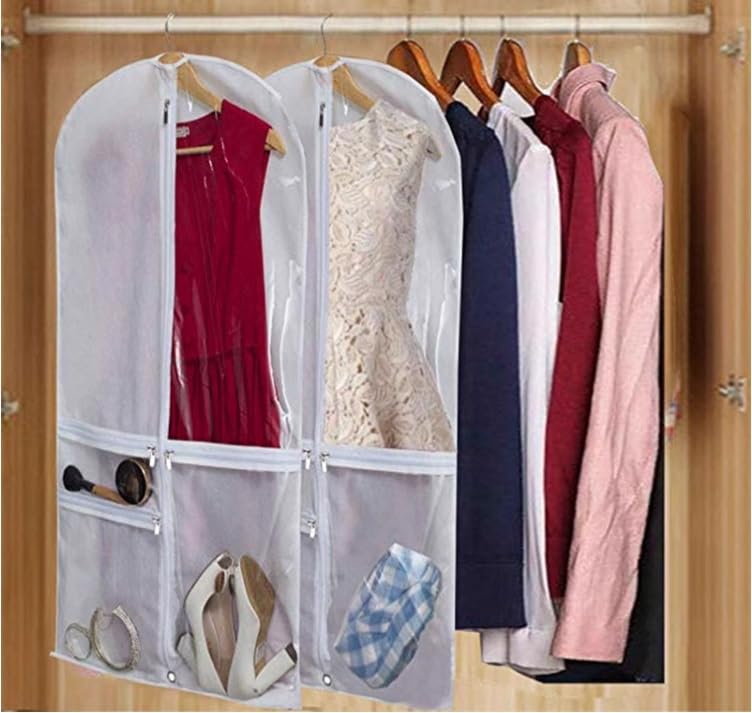 Clothes Cover 3 Pack Travel Garment Bag for Suit Garment Bags with Clear Window Hanging Clothes Suit Bags (Color : White, Size : 128 * 60cm)3