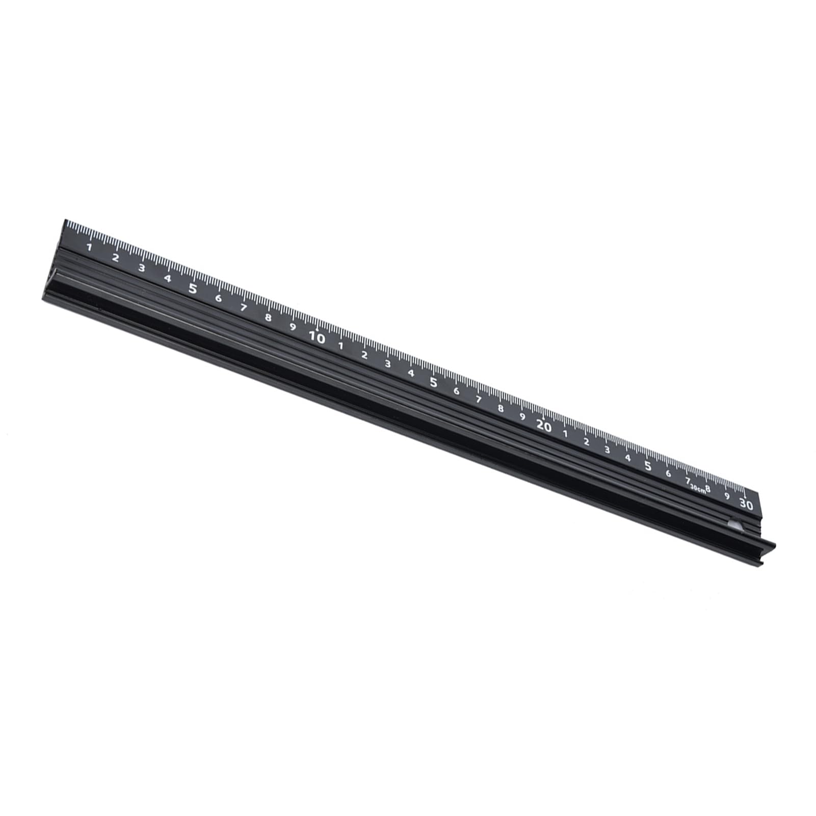 SIXRUN Aluminium-Lineal L-Typ, Schneidelineal 20cm 30cm 45cm mit Gummierter Unterseite, Rutschfest und mit Schutzplatte, für Längenmessung, Gerades Schneiden, Heimgebrauch (L-Typ 30 cm)
