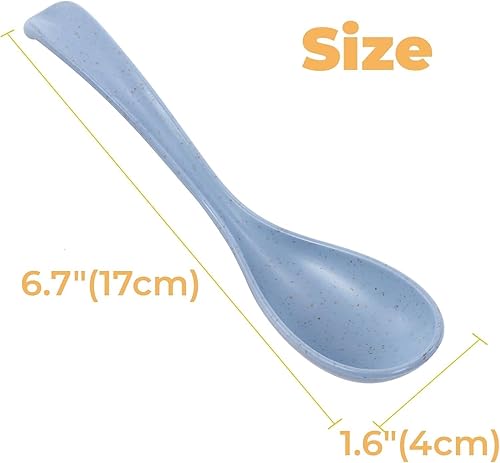 Miniatura 2 de Hiceeden Juego de 24 cucharas de sopa asiáticas, cucharas de sopa china de paja de trigo, cucharas de ramen, juego de cucharas de sopa japonesas