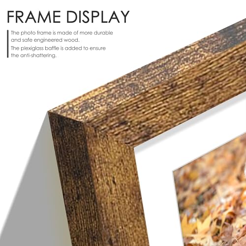 Image of DUENPY 12x16 Picture Frame 5x7 Collage Picture Frame Displays Four 5x7 inch Photos or 12x16 (Without Mat) for Available Horizontal Wall Mounting Display and Vertical Brown
