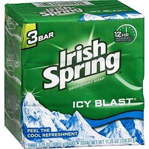 Irish Spring Bar Soap for Men & Women. 12-HOUR ODOR/DEODORANT PROTECTION! For Healthy Feeling Skin. Great for Hands, Face & Body! (15 Bars of Soap, 3.75oz Each Bar, Icy Blast)