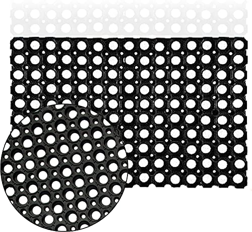 Hieftan | Best Anti-Slip Rubber Hollow Mat | Outdoor Entrance Anti Fatigue Thick Floor Matting | Children Play Ground Safety Drainage Black Mat | Washable Large Ramp Mat (40 x 60 CM)