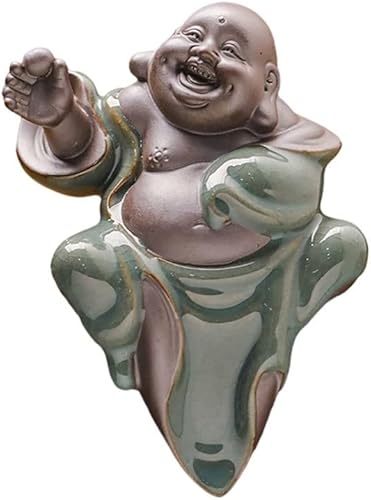 Miniatura 1 de Collectible Figurine Gift Statue Desktop Ornament for Home Office Decor Buddha Statue Ceramic Laughing Buddha Statue, Smiling Monk Tea Pet Miniature