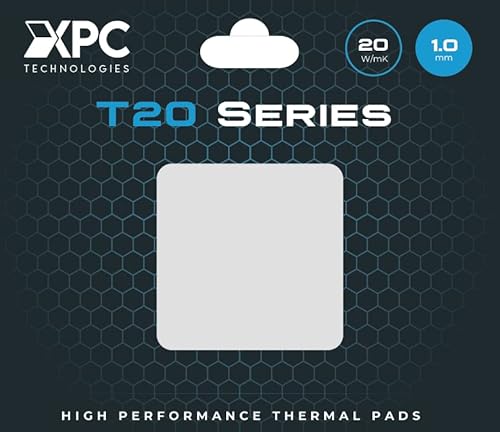 XPC High Performance 20W/mK Thermal Pad T20 Series, 100 x 100mm, White, 0.5mm to 3.5mm Thickness, Non-Conductive for GPU, Electronics, Computer Parts (1.00mm)