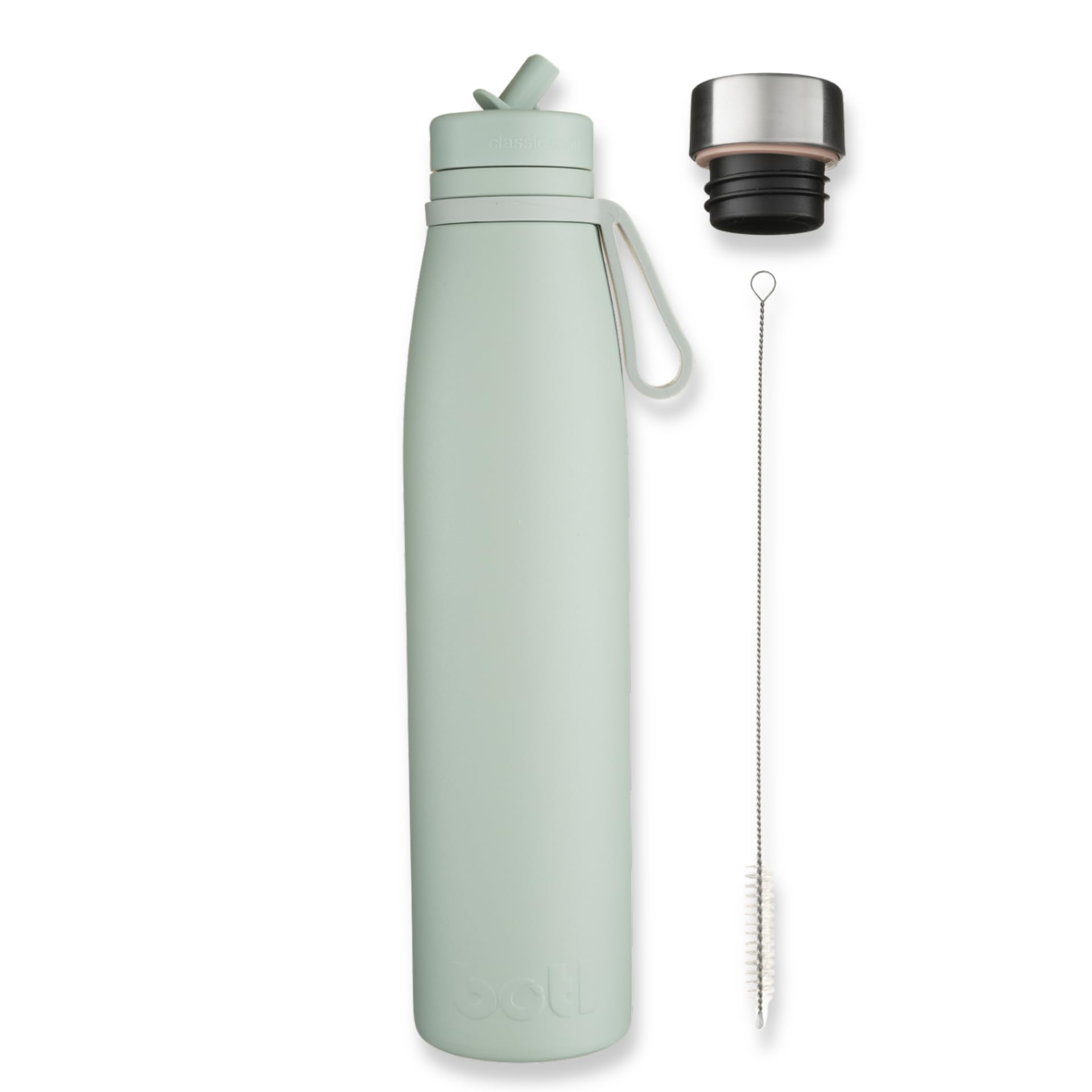 Evolution V2a Stainless Steel Water Bottle, Insulated Sports Bottle 2 Caps and Brush, 800ml Leakproof Bottle for Hot and Cold Drinks (Sage Green) BOTL