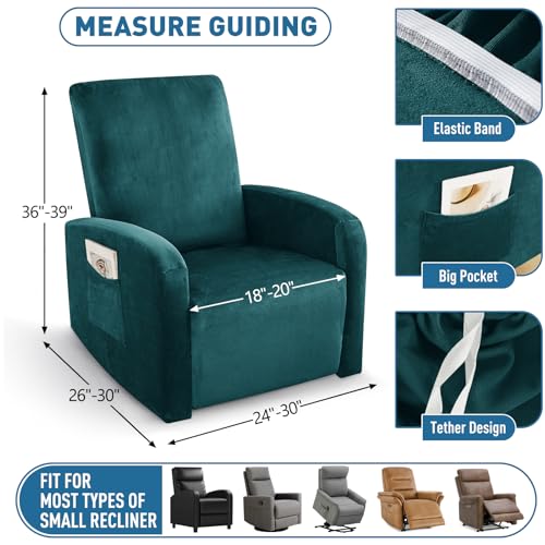 Image of ZNSAYOTX 2026 Velvet Small Recliner Cover 3-Piece, Luxury Plush Recliner Chair Covers with Elastic Band & Ties Stay in Place, Stretch Reclining Slipcover for Lazy Boy Soft Washable (Blackish Green)