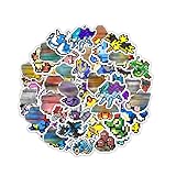 Pounchi Retro Pixel Anime Stickers (50Pcs Large Size) Aesthetic Cartoon PVC Sticker, Gifts for Laptop Water Bottle Skateboard Party Supplies Decorations Teens