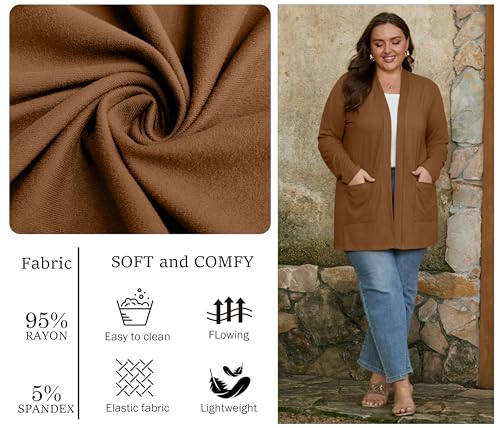 Image of OLRIK Plus Size Cardigan for Women 2026 Lightweight Open Front with Pockets