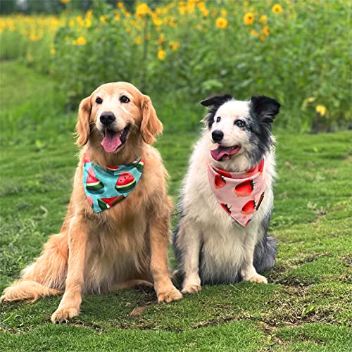 Dog Bandanas Summer 4 Patterns - 3D Cute Fruit, 2 Pack Reversible Adjustable Washable Bandana, For Small To Xl Breed Dogs, Cooling Scarf For Boy And Girl Pets (Large) #TOP5