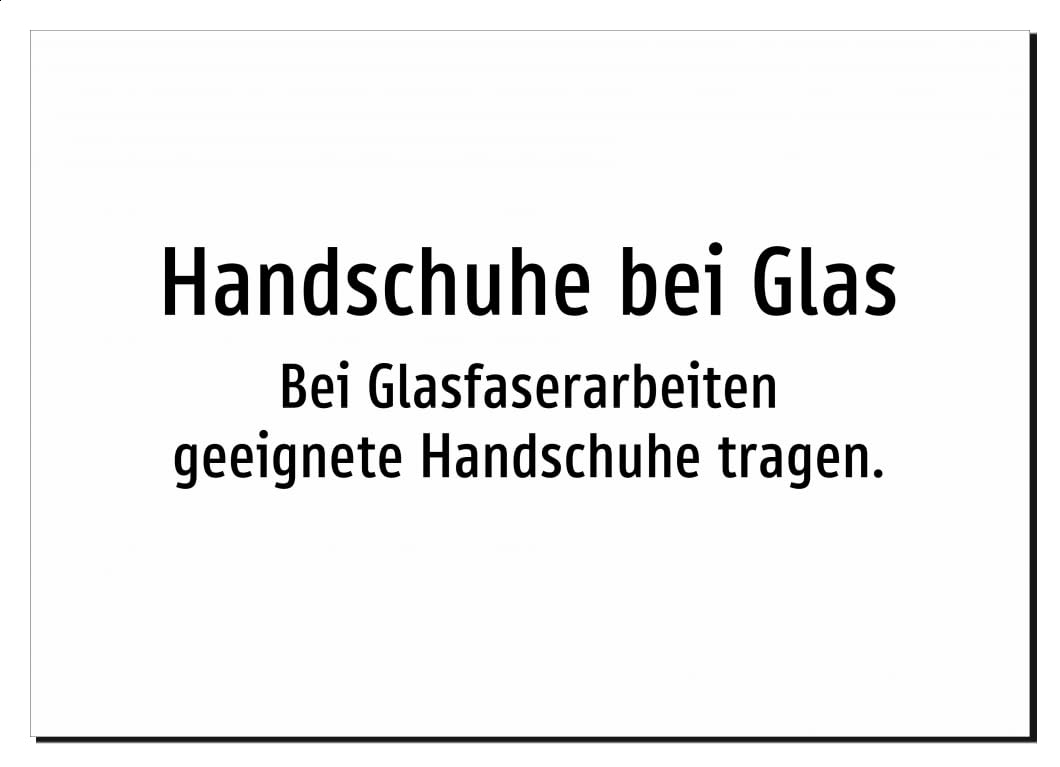 39059-DE-T-13 | Handschuhe bei Glas - Bei Glasfaserarbeiten geeignete | Aufkleber A2, 594 x 420mm | nur Text, ohne Symbolgrafik