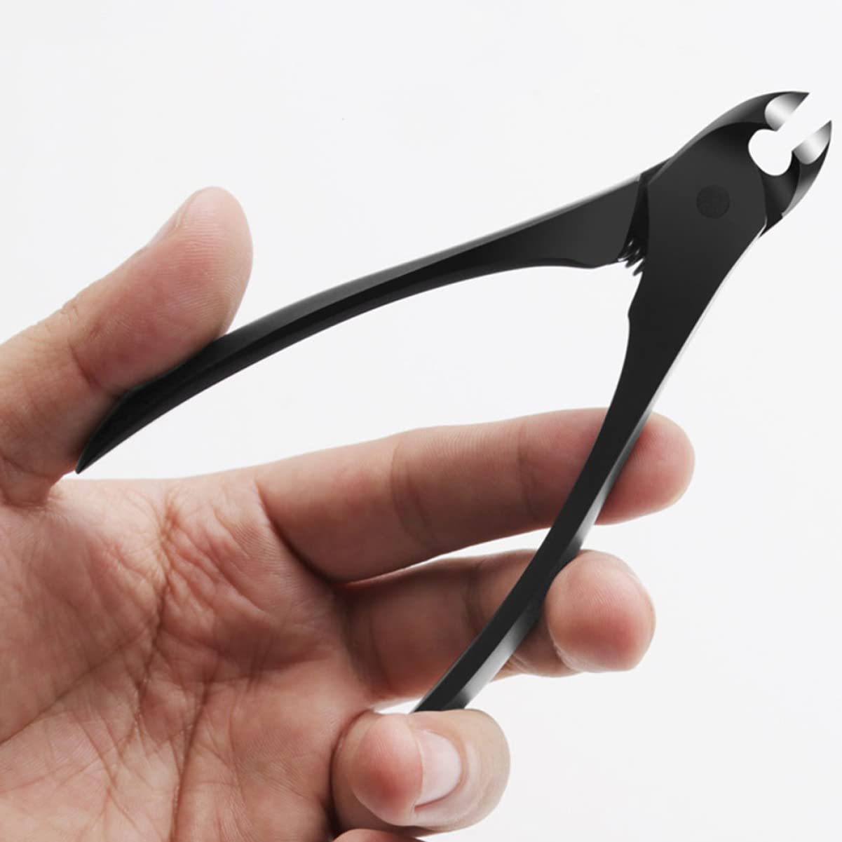 Tronchesino Unghie in Acciaio Inox Nero a Presa, Taglio | Groove Clamp per Manicure e Casa, Design Creativo, per Unghie Spesse o Incarnite