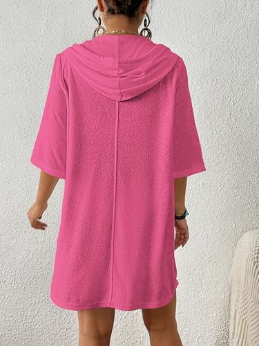 Bsubseach Terry Cloth Swim Coverup - Women Long Sleeve Hooded Swimsuit Coverup Zipper Beach Coverups Robes with Pockets4
