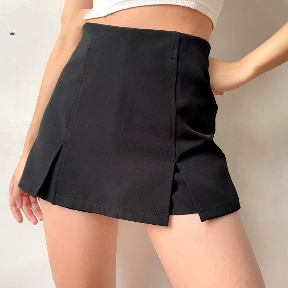 Falda Mujer Mini,Falda Acampanada De Cintura Alta Patinadora con Doble División Verano Sexy Punk Goth Lápiz Bodycon Falda Corta con Cremallera para Niñas Señoras En La Playa Fecha De Vacaciones