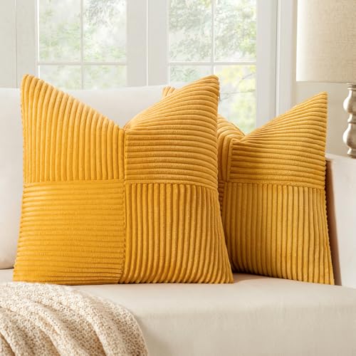MIULEE 2er Set Herbst Kissenbezug 50x50cm Gelb Kissenhülle Kissenbezüge Sofakissen Dekokissen Boho Couchkissen Kord Dekorative Zierkissenbezug für Sofa MIULEE 2er Set Herbst Kissenbezug 50x50cm Gelb Kissenhülle Kissenbezüge Sofakissen Dekokissen Boho Couchkissen Kord Dekorative Zierkissenbezug für Sofa
