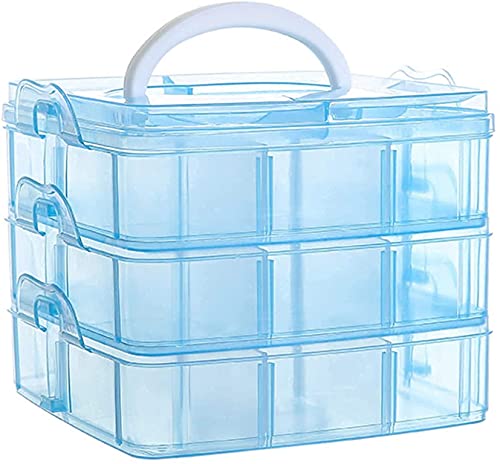 LEAWALL 18 Grids 3 Layer Clear Plastic Organizer Jewelry Storage Box,Transparent Organizer Box for Earring Fishing Portable Jewelry Box, Cosmetic Vanity Box(blue) (B0CP1SC379) Amazon Price History, Amazon Price Tracker