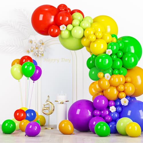 Image of Voircoloria 134pcs Rainbow Balloon Arch Kit Different Sizes 18 inch 12 inch 10 inch 5 inch Assorted Color Latex Balloon Garland Arch Kit for Birthday Baby Shower Graduation Wedding Gender Reveal Party Decorations