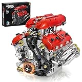 NEXTJOY V8 Engine Model Kit, Build Your Own Visible Car Motor, Advanced STEM Mechanical Building Block Set for Adults, Collectible Engine Model for Display, Desk Decor & Gift for Car Lovers