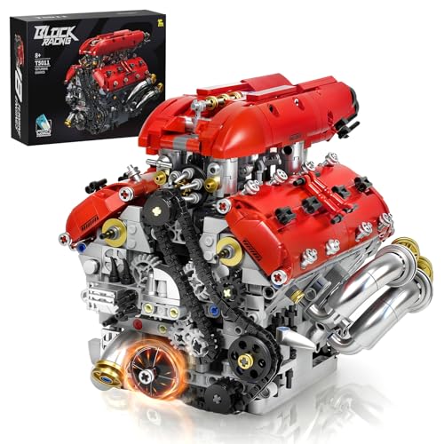 NEXTJOY V8 Engine Model Kit, Build Your Own Visible Car Motor, Advanced STEM Mechanical Building Block Set for Adults, Collectible Engine Model for Display, Desk Decor & Gift for Car Lovers