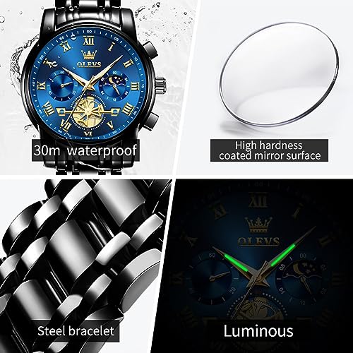 Image of OLEVS Watch Men Luxury Dress Stainless Steel Date Analog Watch Waterproof