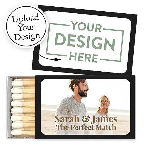 Personalized Custom Matches for Wedding Favors Birthday Favors Cigar Bar Matches (Set of 50 Matchboxes) (Black Box)