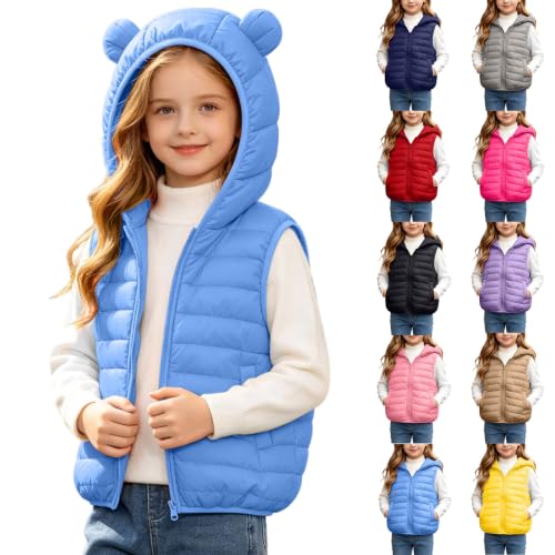Gouuuia Girls Hooded Puffer Vest Cute Zip Up Sleeveless Coat 4-15 Years - image 1