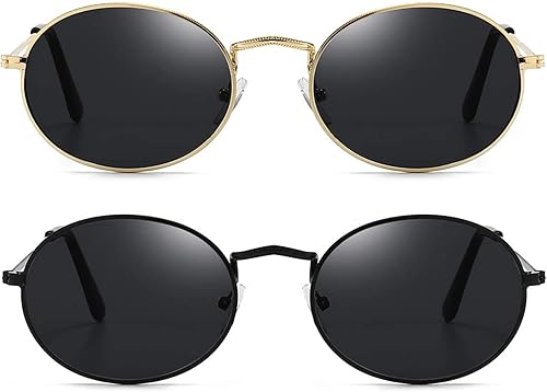 JUDOO Gafas de sol ovaladas para mujeres y hombres, estilo vintage de los años 90, marco de metal, lentes