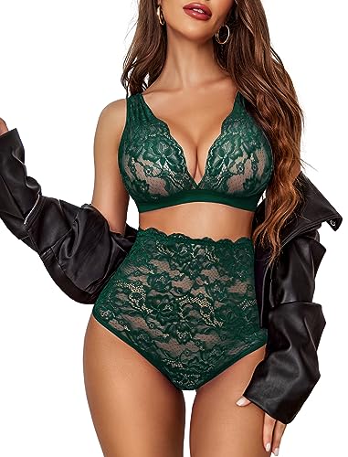 Image of Avidlove Sexy Lingerie for Women High Waist Bra and Panty Set Strappy Babydoll Bodysuit