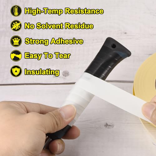 Image of MECCANIXITY Insulating Acetate Cloth Adhesive Tape, 0.6in x 98ft White Electrical Heat Resistant Fabric Tape with Paper for Laptop Electric Automotive Guitar Repair Wire Harness