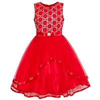 Flower Girl Dress Red Sequin Mesh Red Holiday Dress Age 10 Years