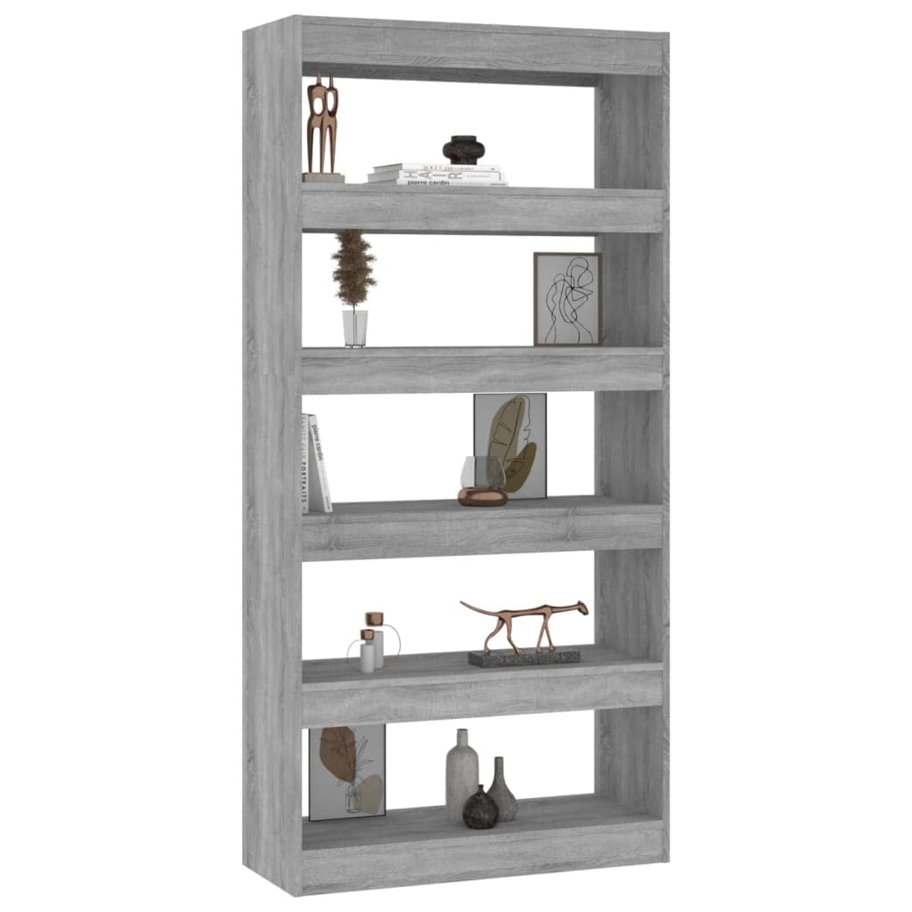 Bibliothek aus Holz, Ingenierie Sonoma, grau, Regal, Teiler | Großer Stauraum, vielseitig einsetzbar für Flur Wohnzimmer, einfache Reinigung mit feuchtem Tuch