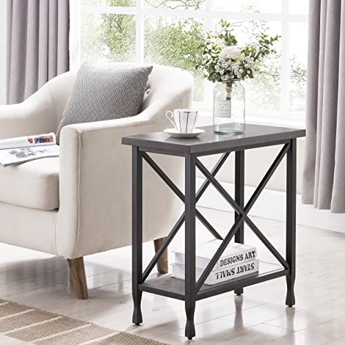 Image of Leick Home Chisel & Forge End Table, 12 inch, Smoke Gray, Matte Black