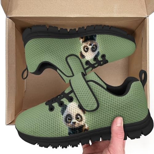 Panda Print Athletic Sneakers for Girl Hook & Loop Soccer Shoes Memory Foam Running Hiking Sneaker2