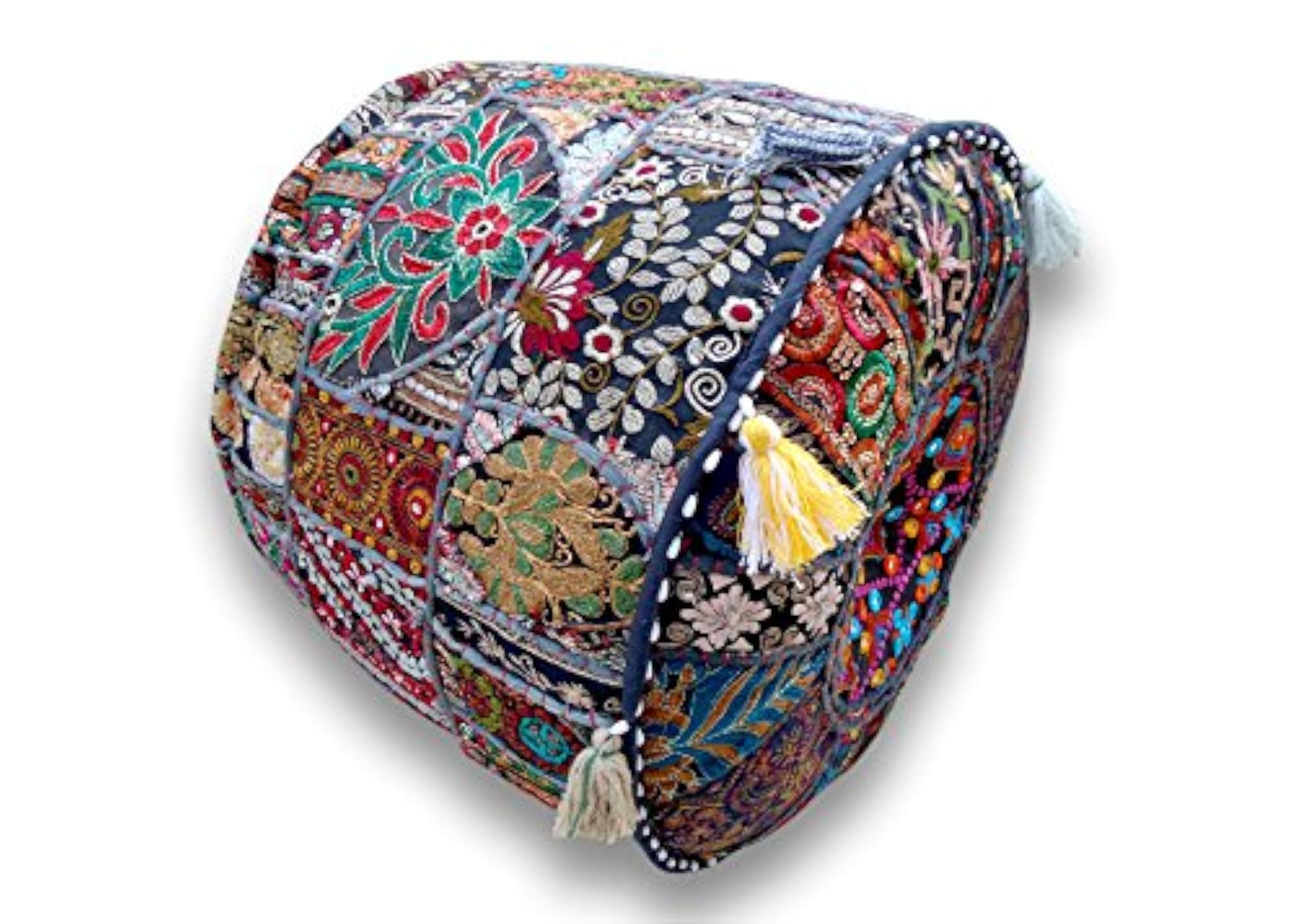 Indian Embroidered Patchwork Decorative Pouf