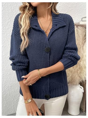 SOLY HUX Women's Button Down Collar Cardigan Sweaters Long Sleeve Drop Shoulder Outerwear Fall Clothes2