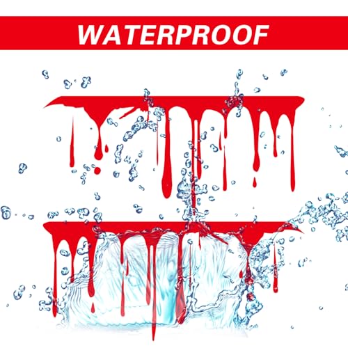 Image of ijuicy 2 PCS Red Flowing Blood Bloody Horror Funny Decal for Car, Halloween Horror Sticker Car Accessories, Halloween Car Decorations Accessories, Fit for Most Cars (Red)