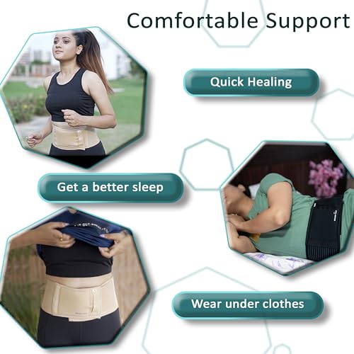 Image of Wonder Care Polyester Umbilical White Hernia Belt Pain Relief Support Brace With 1 Removable Compression Pad For Men & Women (L)