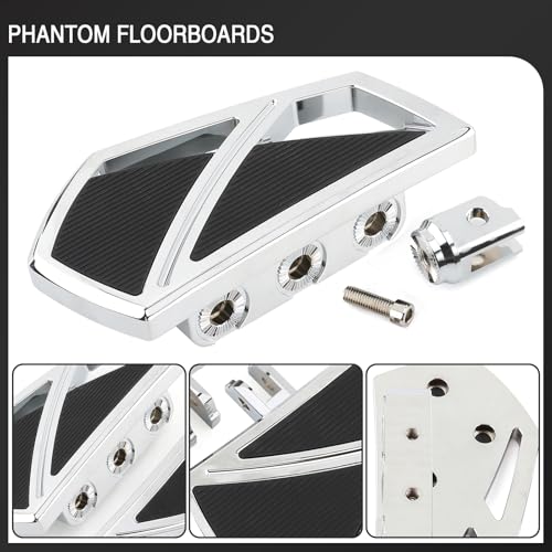 Image of Motorcycle Floorboards Phantom Front Foot Pegs Footrest for Harley Softail 2018-2024 Fat Boy Street Bob Low Rider Sport Glide Slim Fatbob Breakout 114 (Chrome)