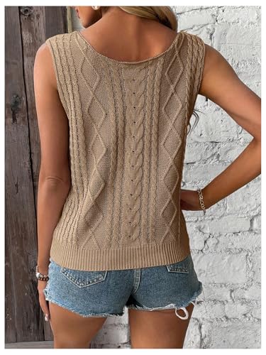 GORGLITTER Women's Knit Sweater Tank Top V Neck Sleeveless Pullover Tops Going Out Tops2