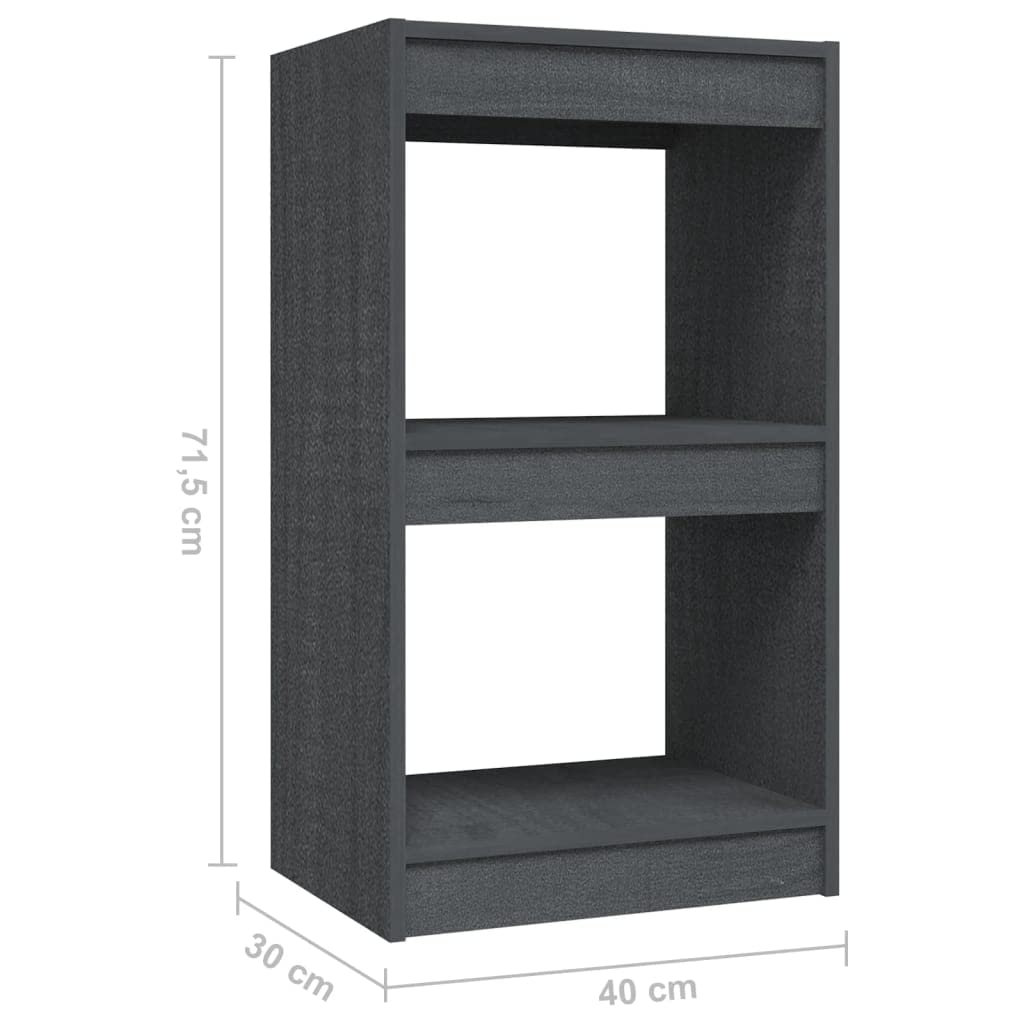 Libreria grigia in legno massello di pino, 40 x 30 x 71,5 cm, scaffale da parete, organizer da parete per soggiorno, ufficio, studio, raccoglitore, CD, DVD, divisorio