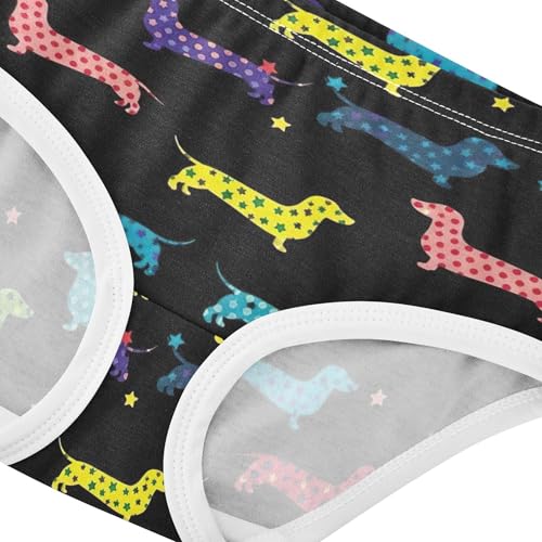 Cotton Girls Underwear Toddler Colorful Dachshund Polka Dots Black Panties Little Girl Fun Print Briefs Underpants 2t4