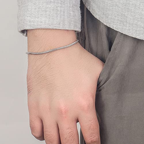 925 Sterling Silver 3mm Round Snake Chain Bracelet, Delicate Dainty Snake Bracelet, Sizes 6.3" to 9" Inch for Women & Men4