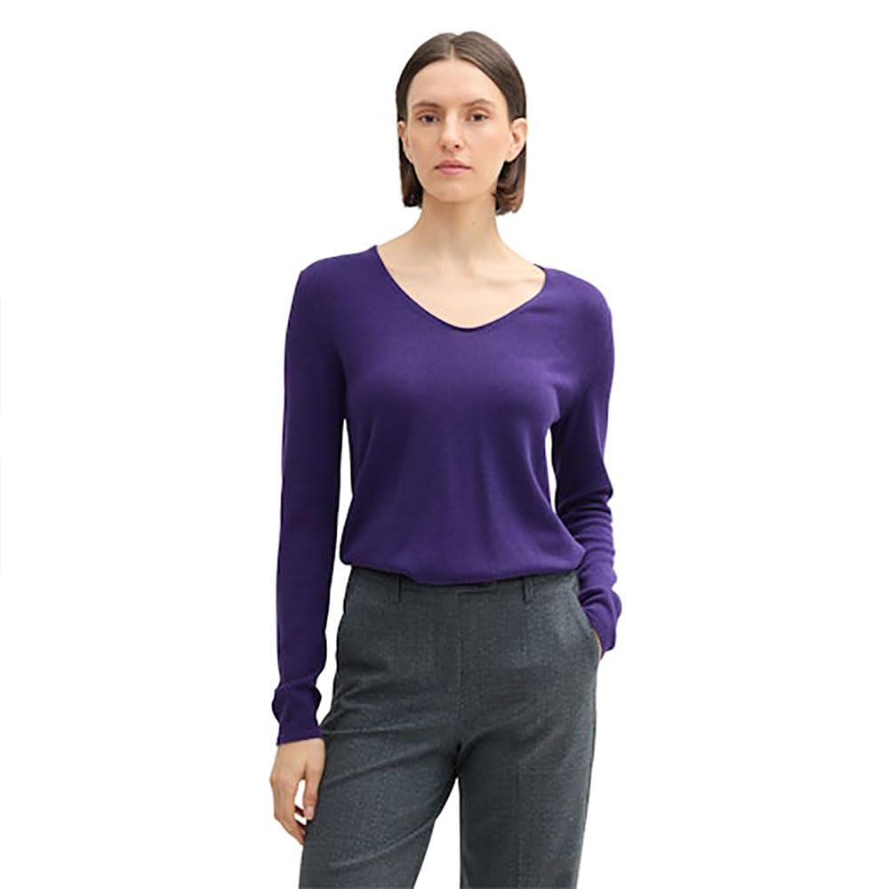 TOM TAILOR Women's 1012976 Pullover Sweater, 36518-Cosmic Violet, XL